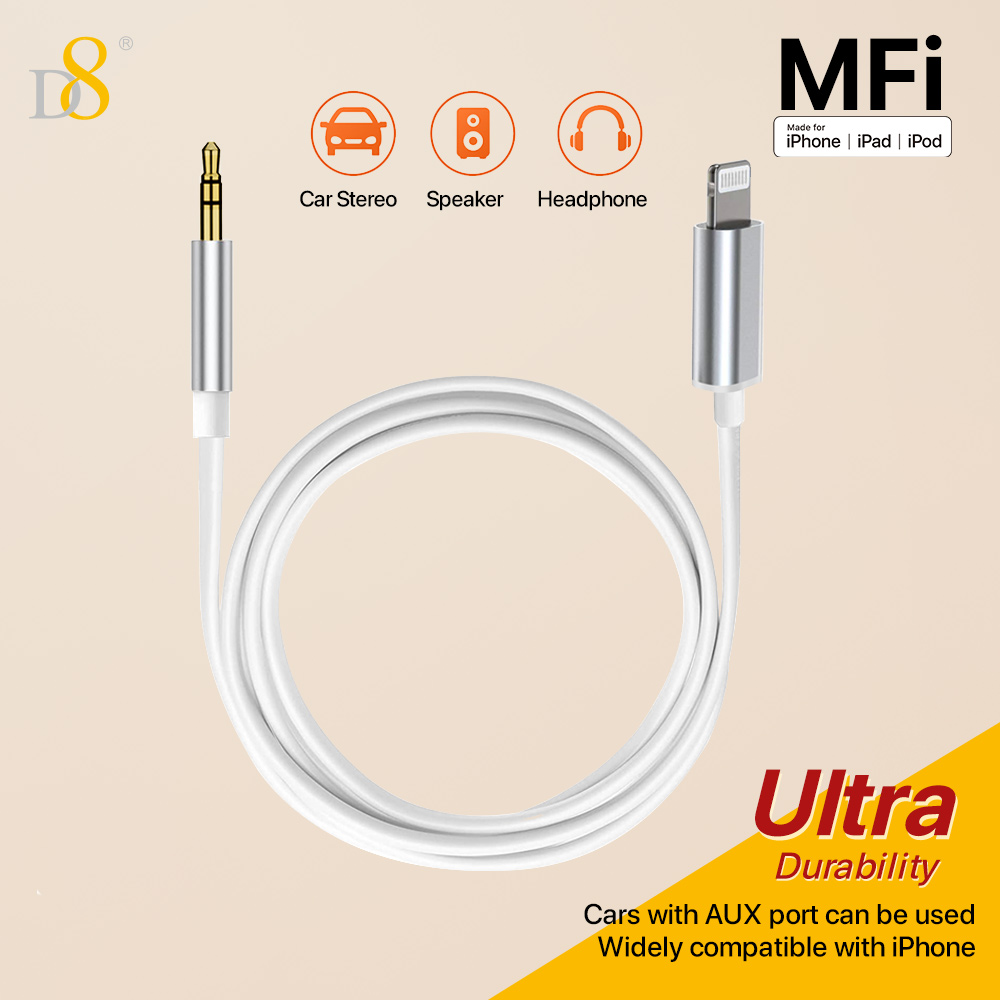 Wired Earphone Lightning - Adaptateur Audio D8 Lightning vers 3.5mm,
